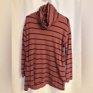 Purple and Black Striped CowlNeck Sweater
